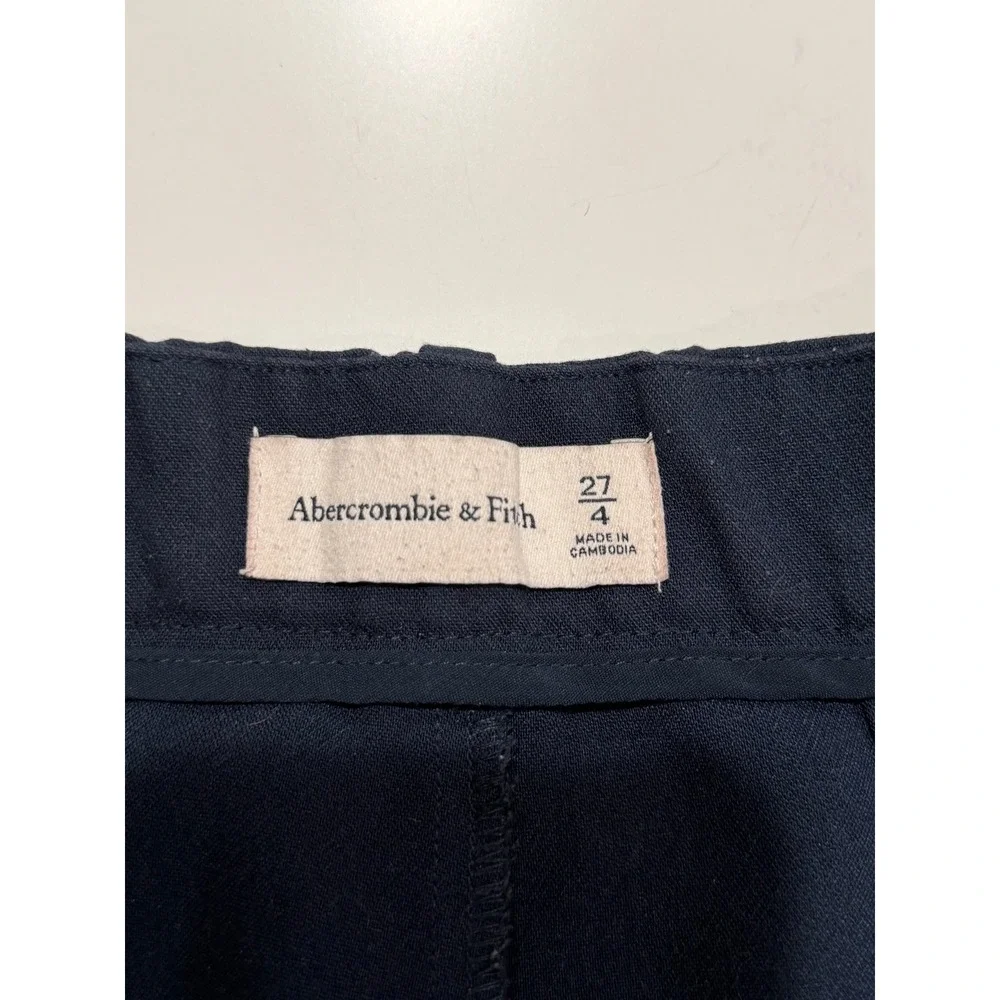 Abercrombie & Fitch Navy Blue High Rise Pleated Wide Leg Trousers Size 4 27